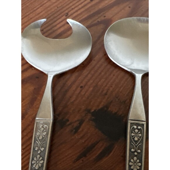 Japan Stainless Salad Serving Set MCM Mid Century Modern 11 in. - Picture 4 of 11